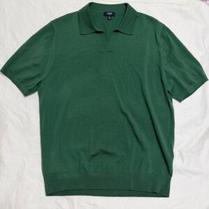 Reiss Duchie Merino Wool SS Polo Shirt Men XL Preppy Yellow Knit Open Collar